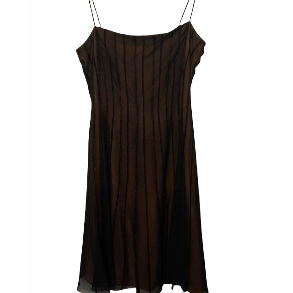 Andrew GN black, brown silk dress M - Picture 6 of 7
